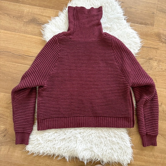 Burgundy Turtleneck Sweater with Button Detail - Picture 3 of 8